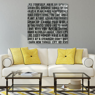 "Words & Quotes" Reverse Printed on Tempered Glass With Silver Leaf Wall Art