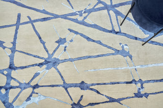 Space Age Hand-Knotted Wool and Bamboo Silk Gray/Royal Blue/Navy Rug