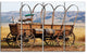 Old American Cart in Grassland, Landscape Canvas Art, 48"x28", 4 Panels