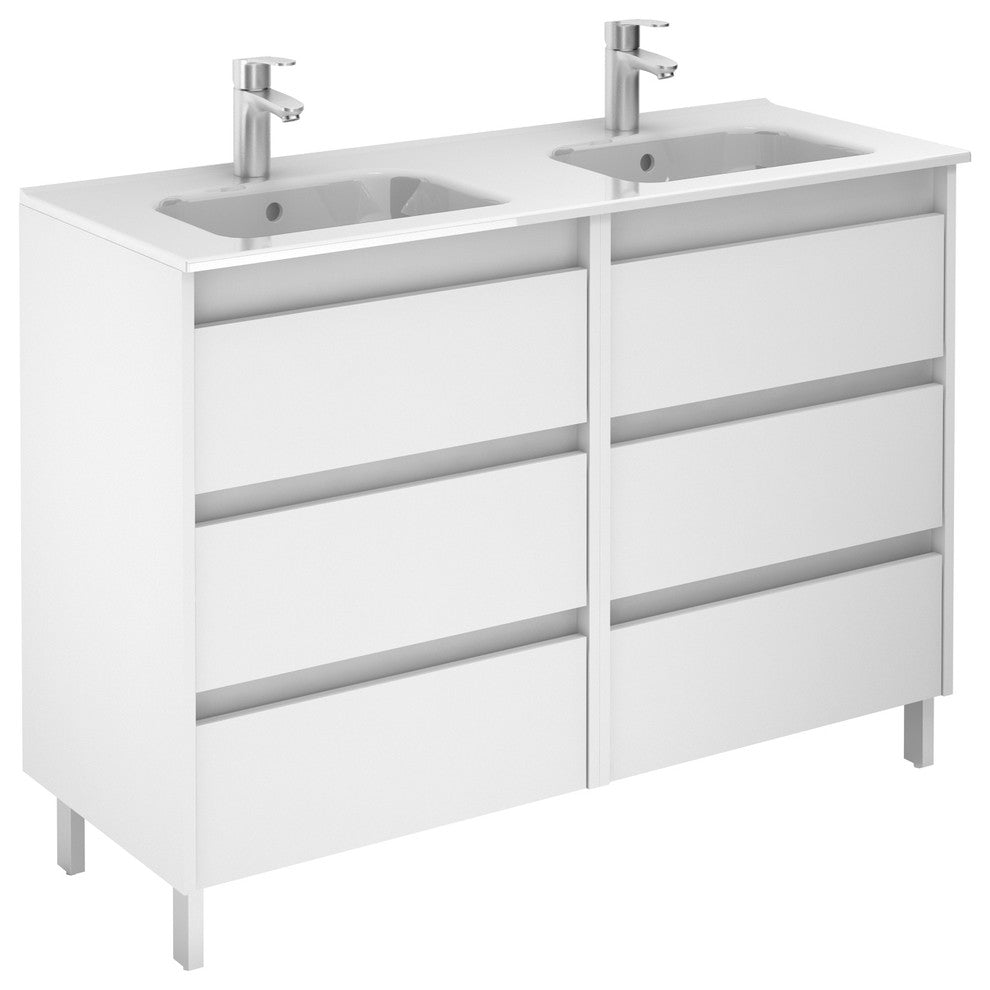 Unit 48" Sansa 3 DR Grey with double basin, White