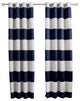 Bold Stripe Print Grommet Top Curtain Pair 84" L, Navy