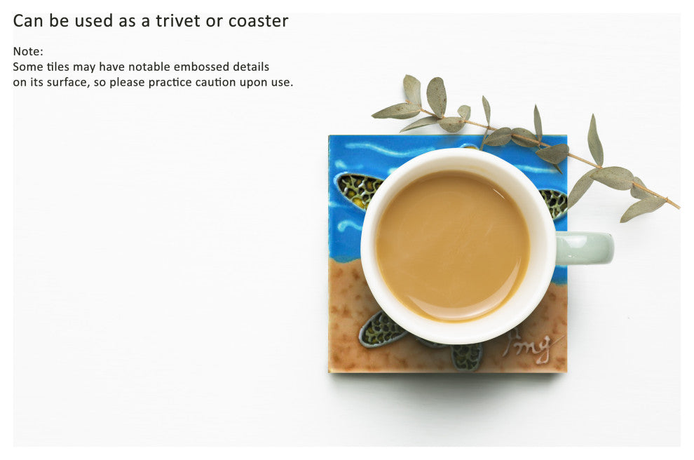 4x4" Sea Turtle on a Beach Ceramic Art Tile Drink Holder Coaster