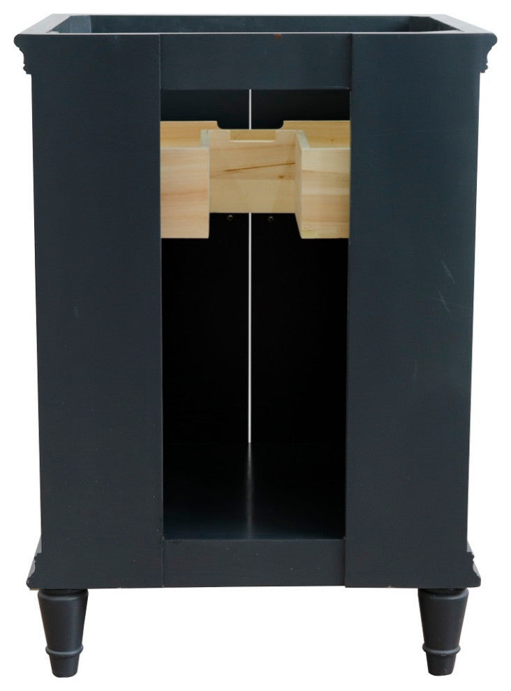 25" Single Vanity, Dark Gray Finish With Black Galaxy And Rectangle Sink