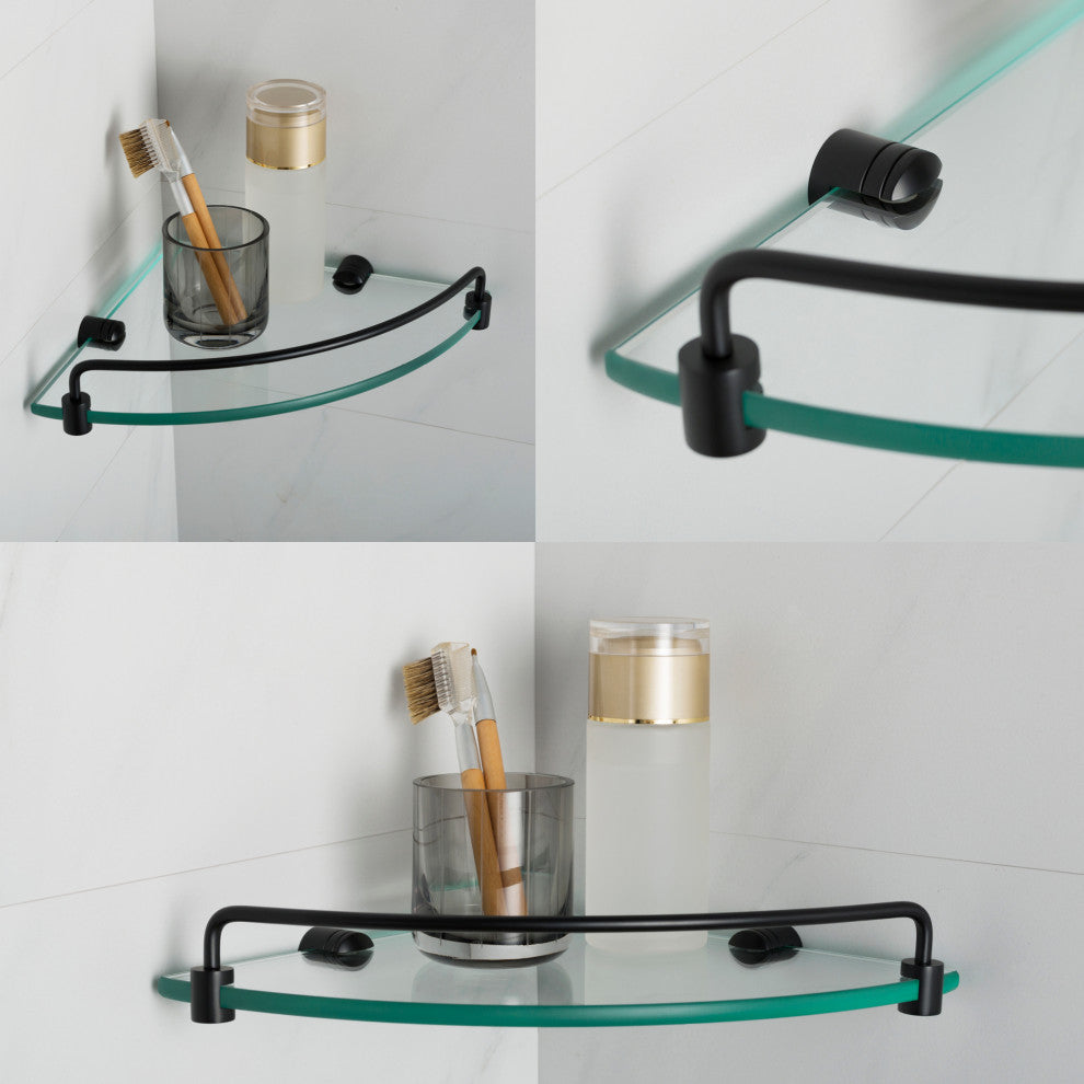 Elie Bathroom Corner Shelf, Matte Black
