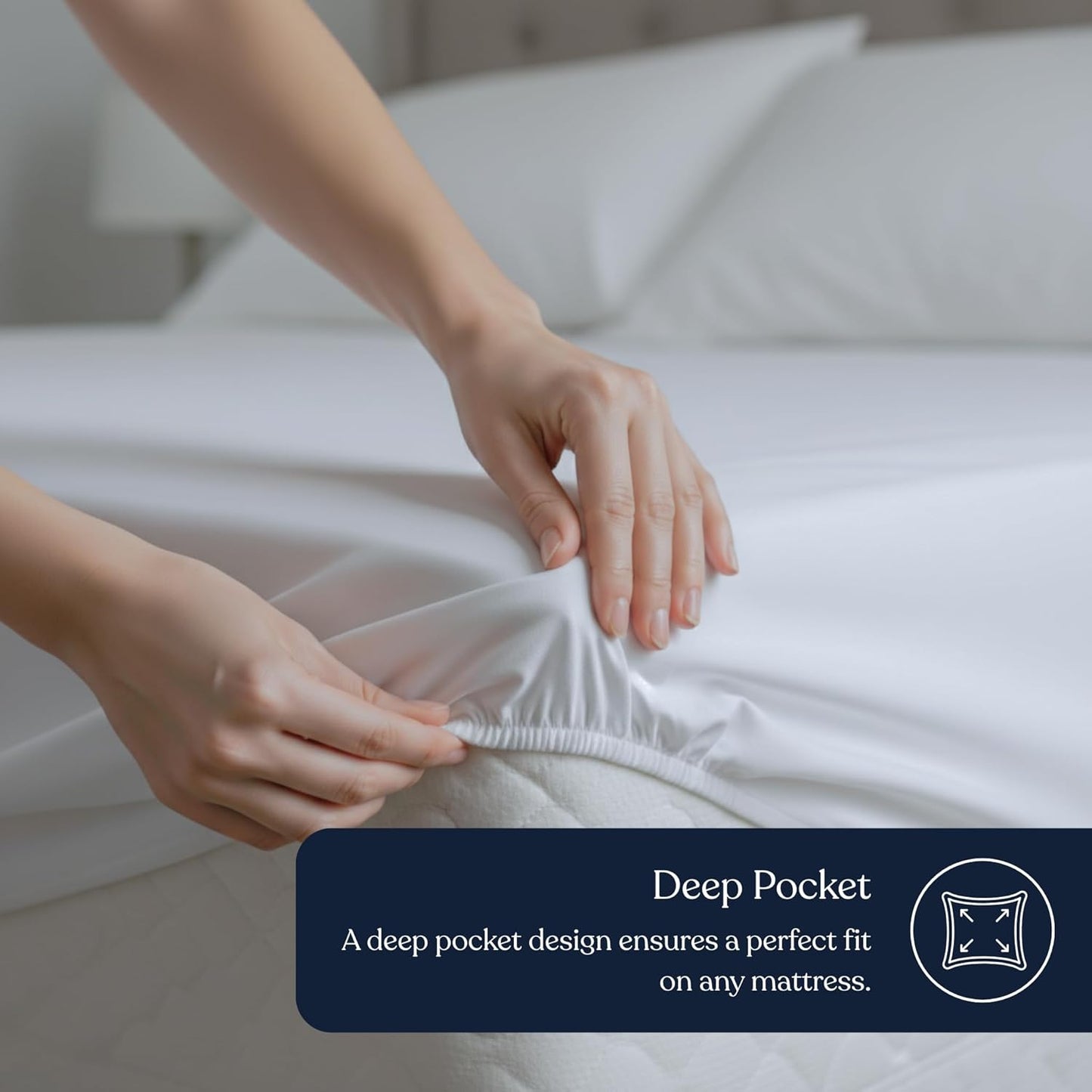 Delara Organic Cotton Waterproof Ultra Soft 300TC Mattress Protector, Full, 54"x75"