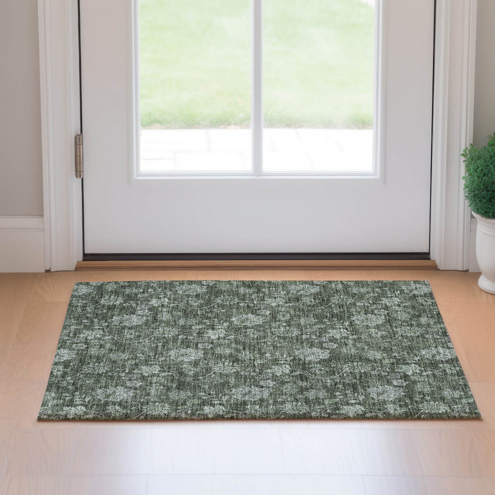 Premium Machine Washable Mayfield AMF680 Olive 1'8" x 2'6" Rug