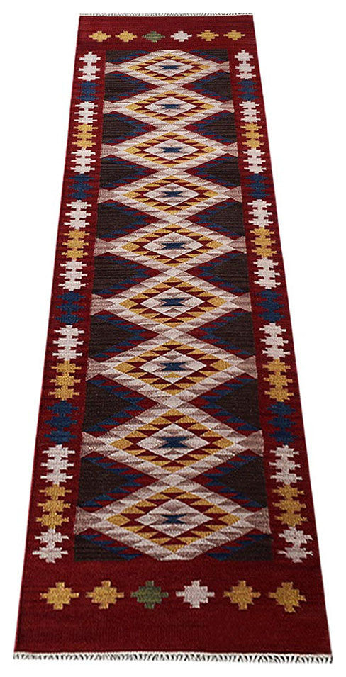 HAND WOVEN FLAT WEAVE KILIM WOOL ECO-FRIENDLY AREA RUGS-Contemporary,Multicolor