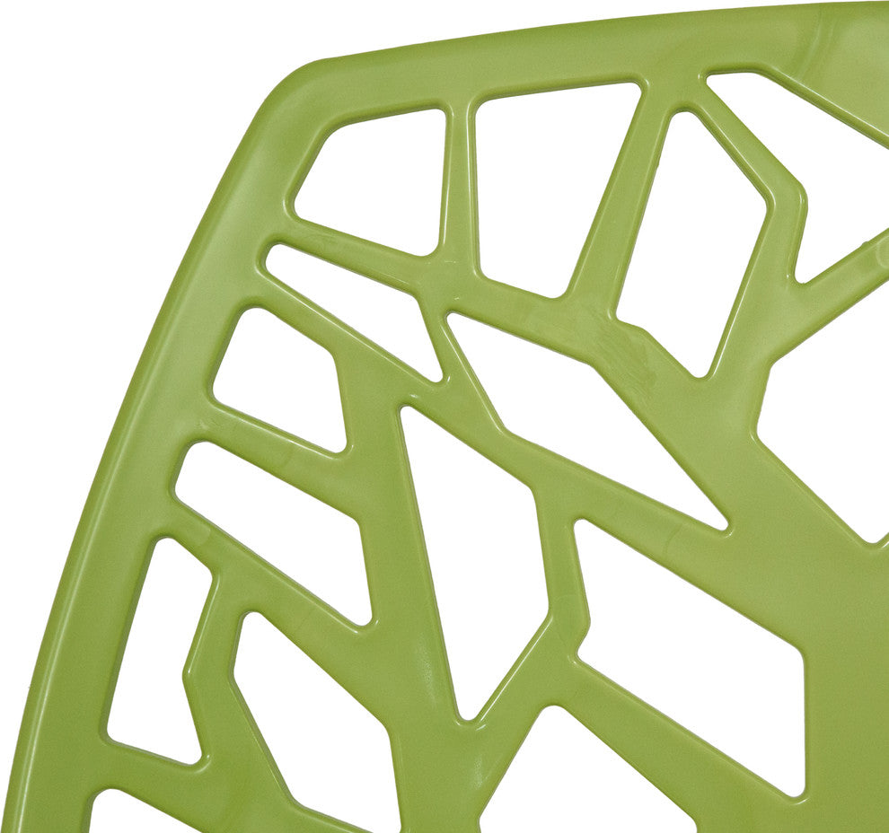 Leisuremod Cornelia Hollow Back Dining Side Chair, Set of 2, Green