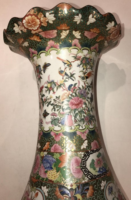 Polychrome Hand Painted Porcelain Vases