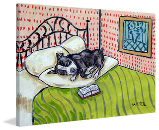 "Boston Terrier Sleeping" Painting Print on Wrapped Canvas, 30"x20"