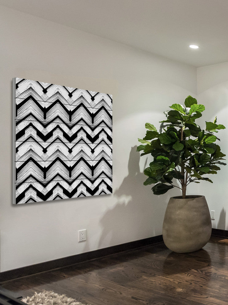 "Rooftops" Painting Print on White Wood