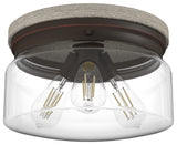 Hunter Devon Park Onyx Bengal and Barnwood 3 Light Flush Mount Ceiling Light