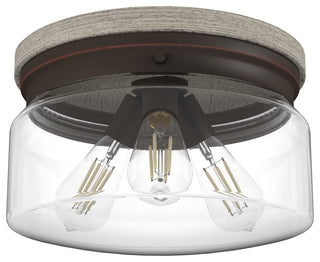 Hunter Devon Park Onyx Bengal and Barnwood 3 Light Flush Mount Ceiling Light