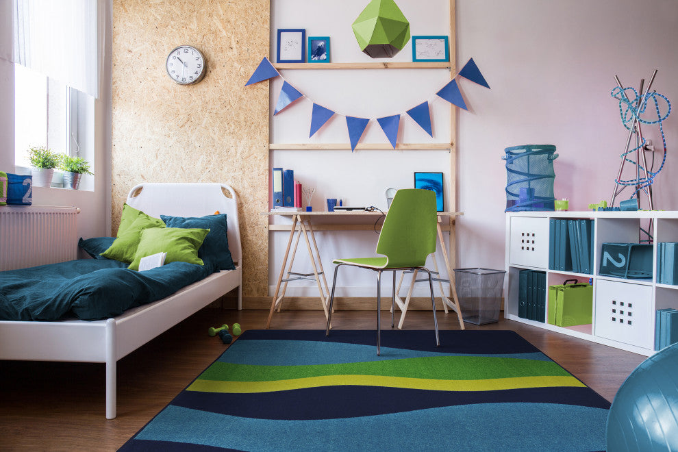 Kid Essentials Rug, Flow, Navy, 7'8"x10'9"