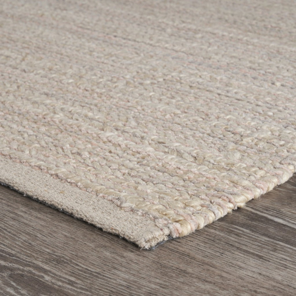 8" x 10" Blush Pink Textured Jute Area Rug