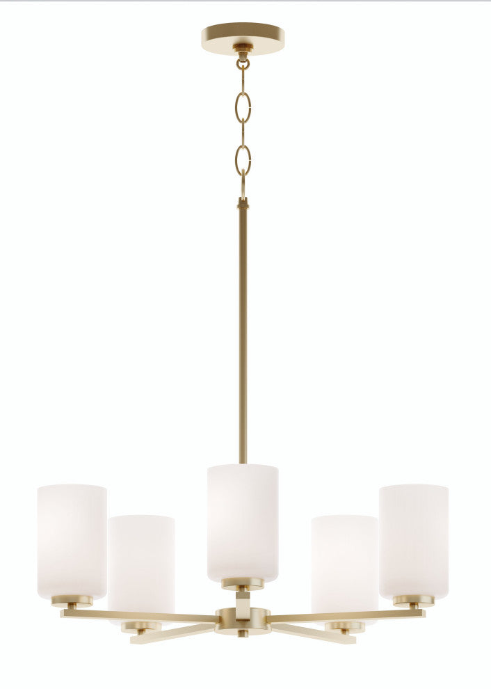 Leo 5-Light Med Base Chandelier, Light Antique Brass