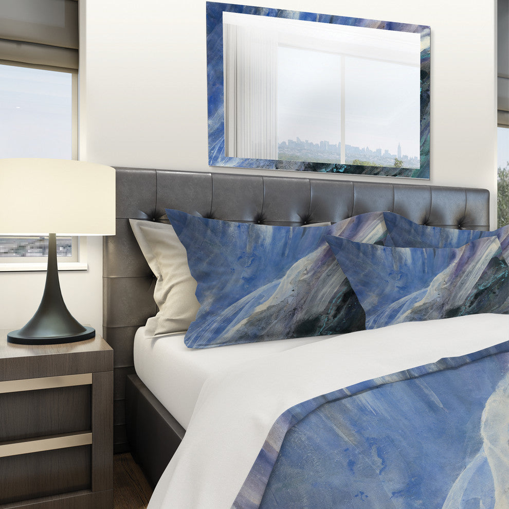 Black and Blue Abstract Water Painting Duvet Cover Set, King