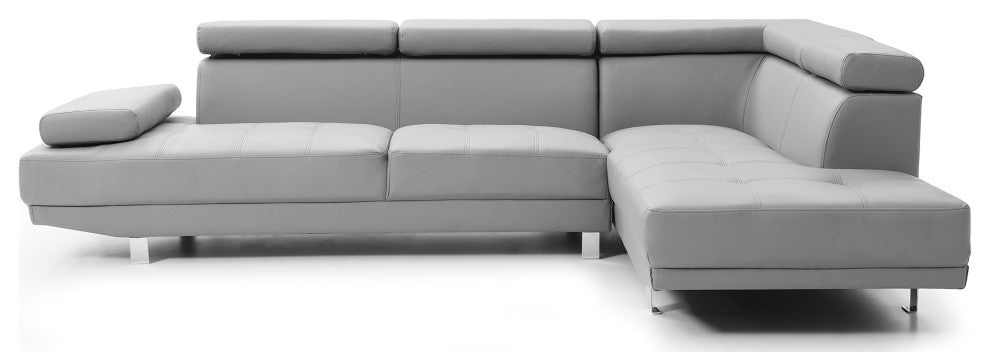Riveredge 109" W 2 Piece Faux Leather L Shape Sectional Sofa, Gray