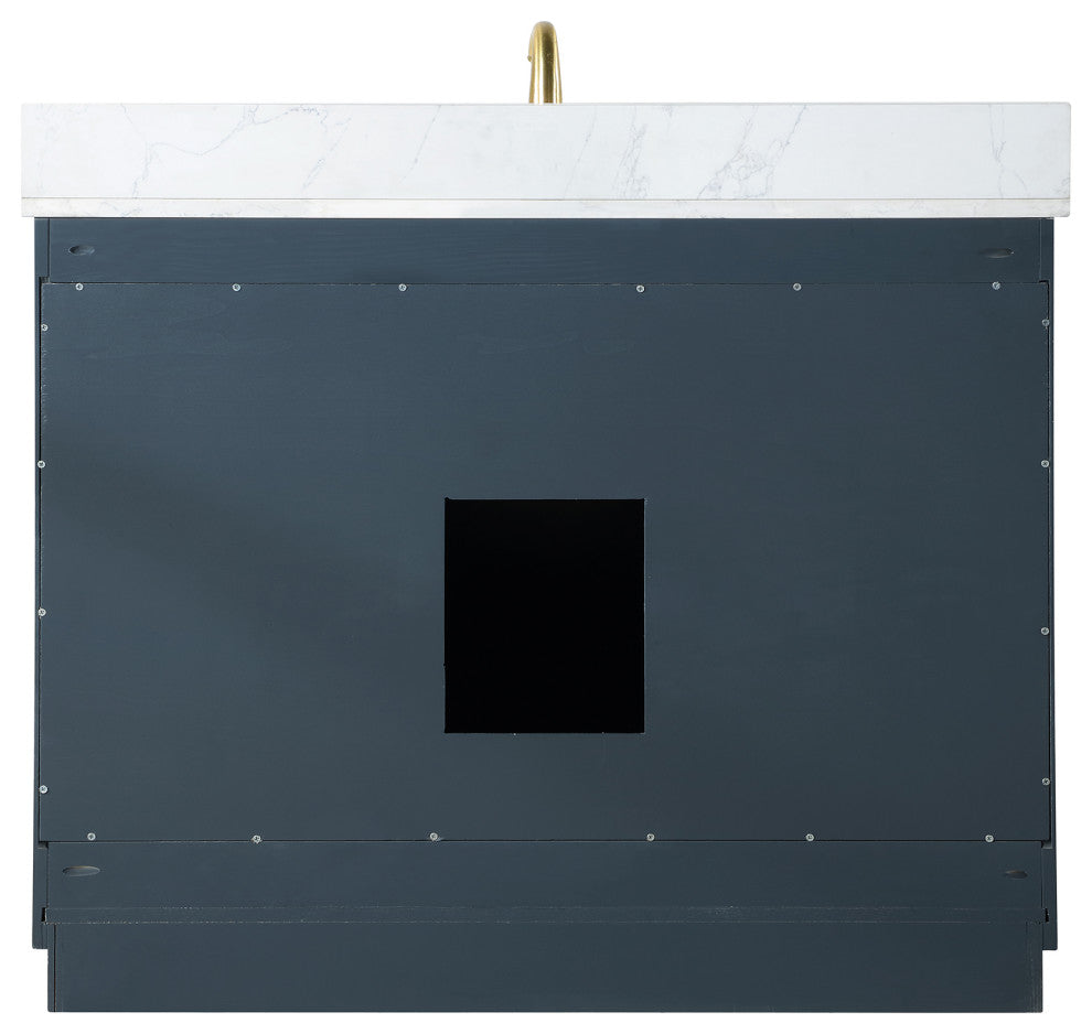 Gazsi Charcoal Blue Bathroom Vanity Set, 42", With Mirror