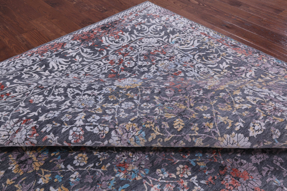 Persian Wool and Silk Hand-Knotted Rug 9' 11" X 13' 11" Q7059