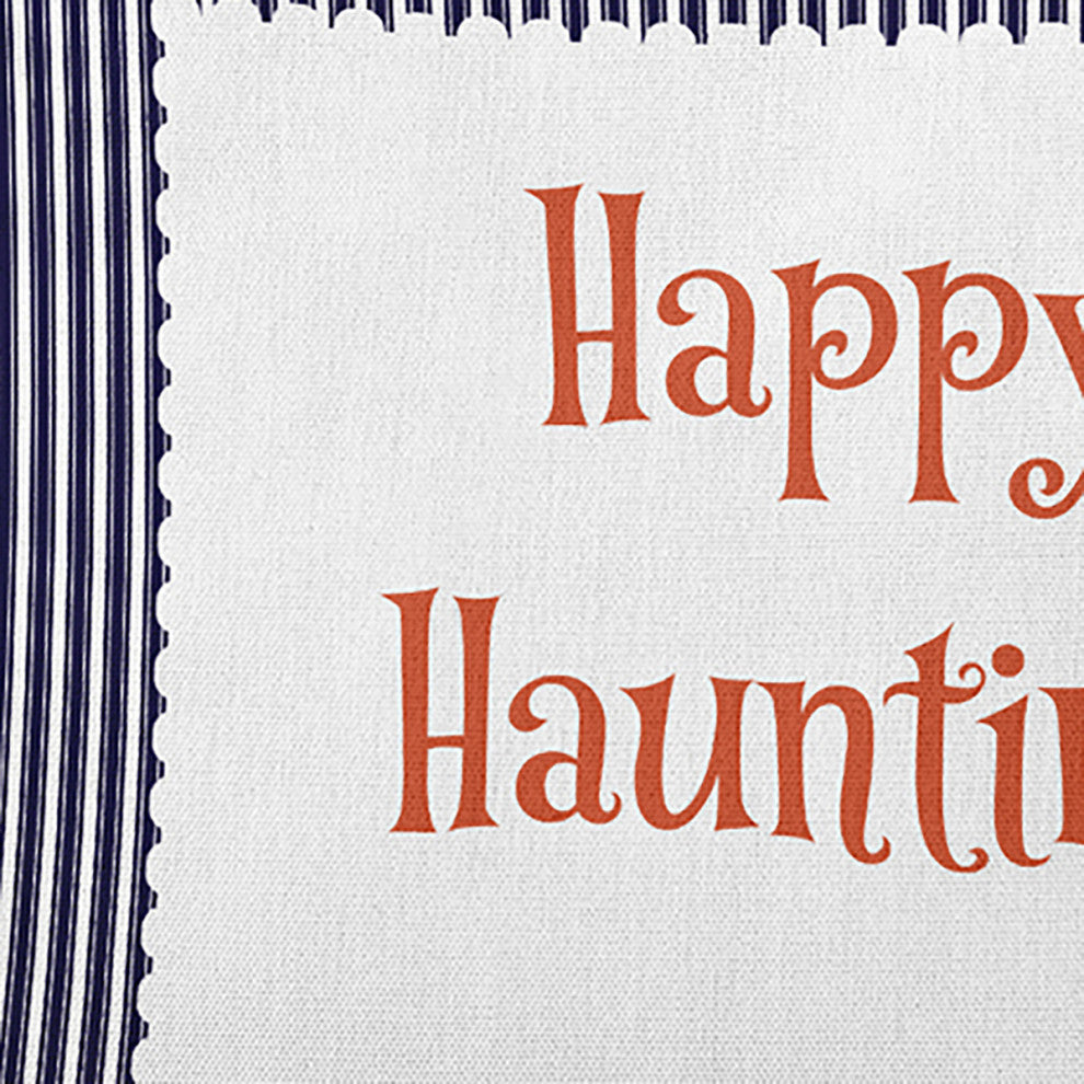 Happy Haunting Ticking Accent Pillow, Navy, 26"x26"