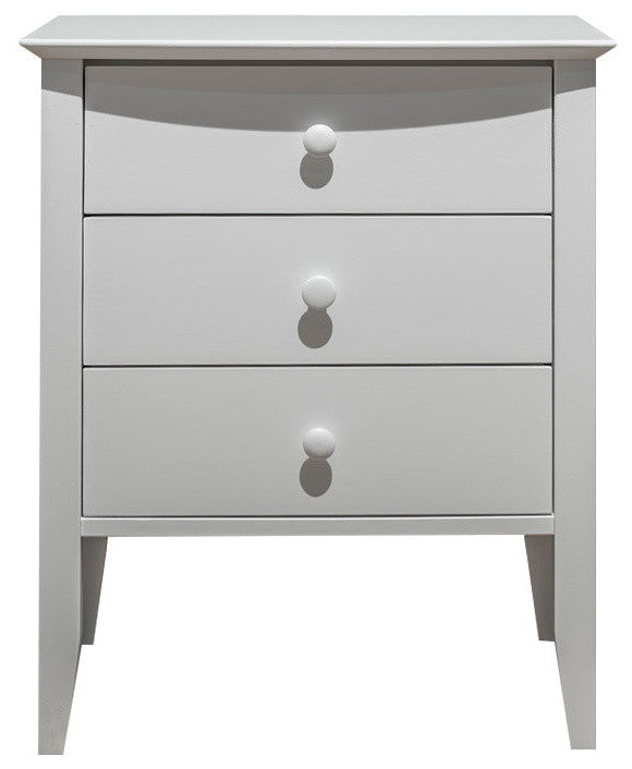 Cottage 3 Drawer Nightstand, Coastal White