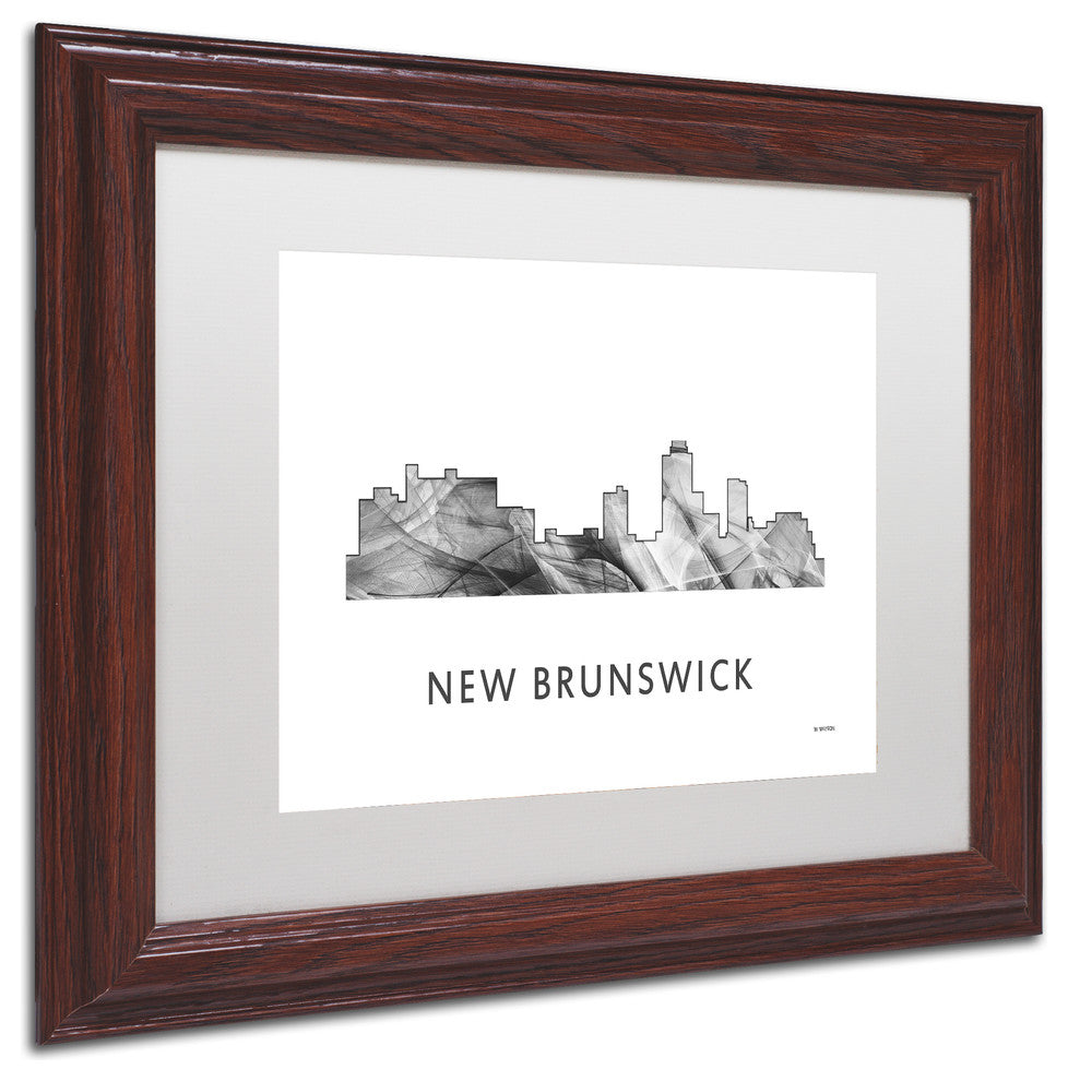 Marlene Watson 'New Brunswick Nj Skyline' Matted Art, Wood Frame, White, 14x11