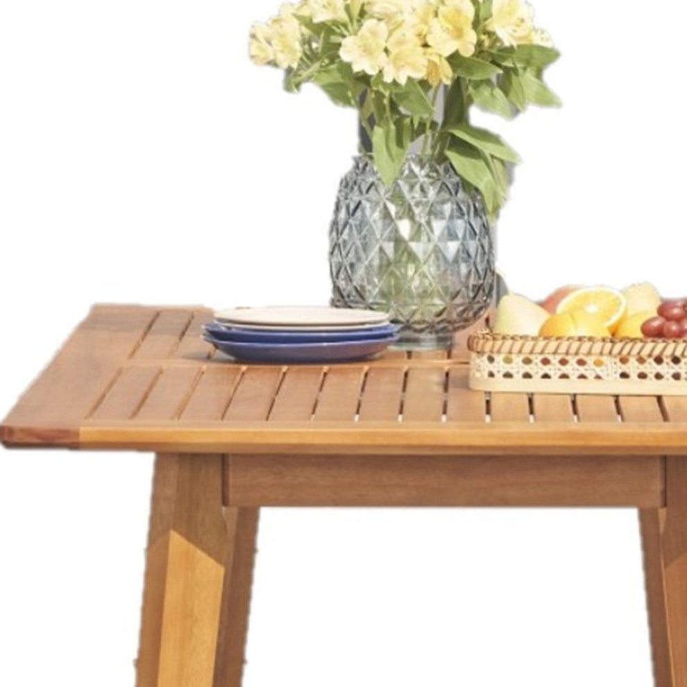 Light Wood Dining Table With Slatted Top