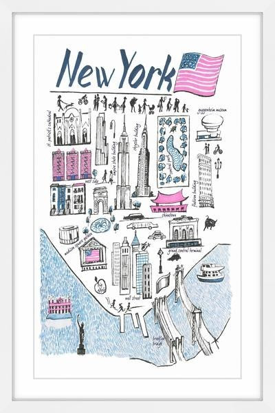 "Patriotic NY" Framed Painting Print, 30"x45"
