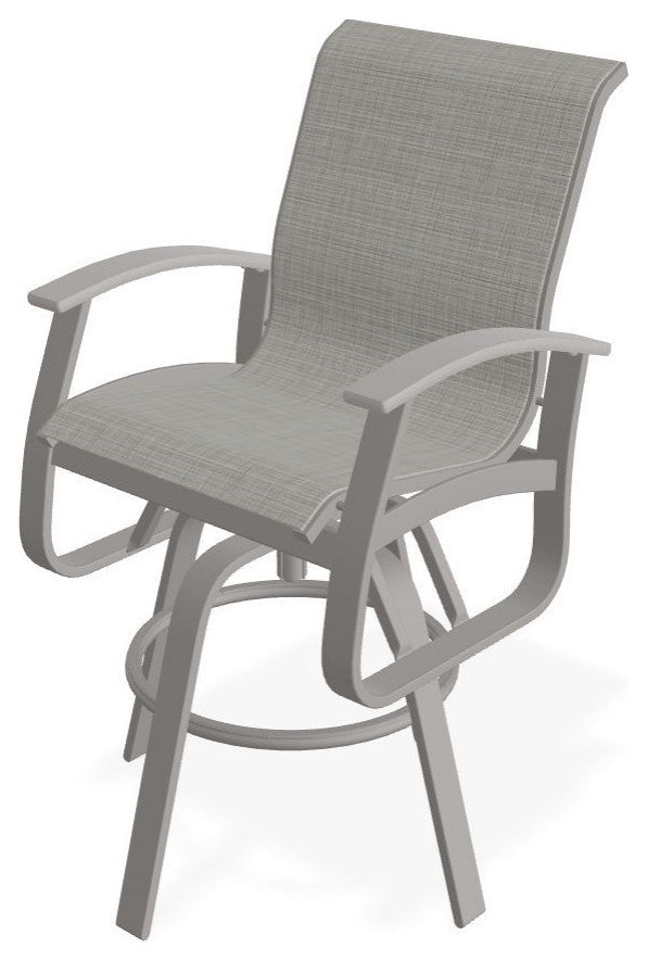 Belle Isle Sling Bar Height Outdoor Swivel Armchair, Deacon/Warm Gray