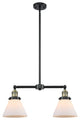 2-Light Large Cone 22" Chandelier, Black Antique Brass, Glass: Matte White Cased