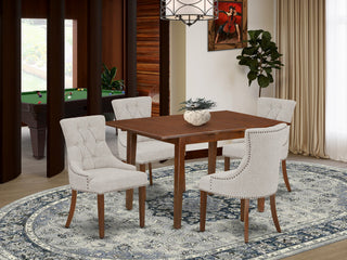 5Pc Dining Set, Rectangle Table, Butterfly Leaf, Four Chairs, Mahogany