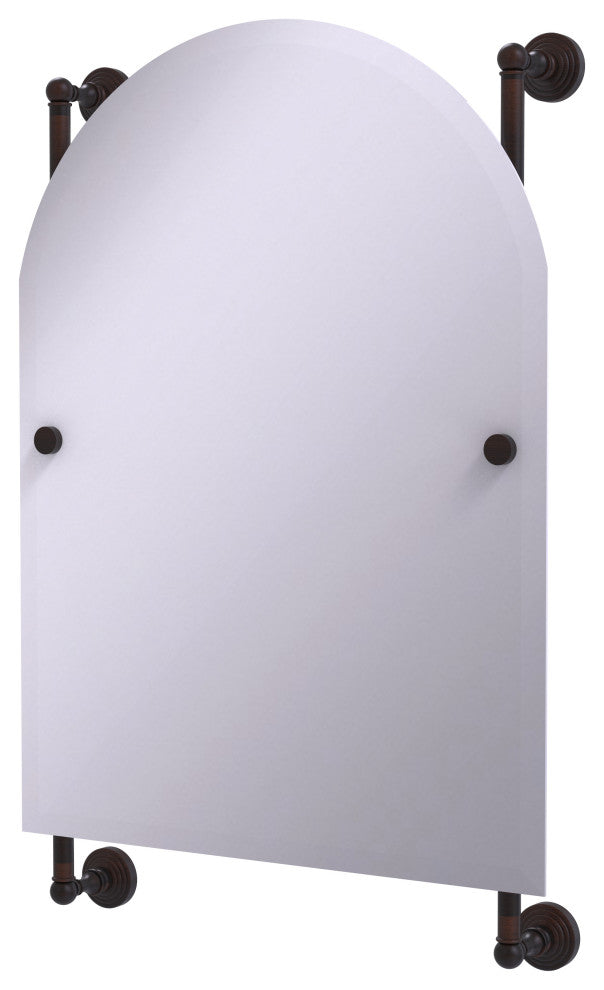 Waverly Place Arched Top Frameless Rail Mounted Mirror, Venetian Bronze