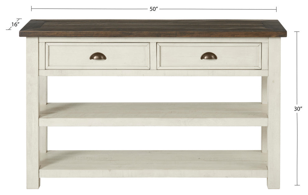 Monterey 50-inch Sofa Console Table , Two-Tone Cream and Brown