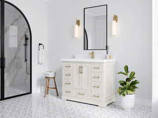 Boston 42" Single Sink Bath Vanity in Alabaster 2" Carrara Marble