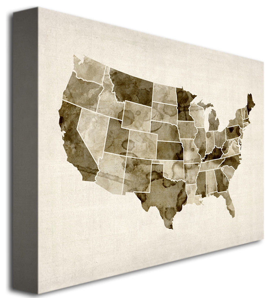 'US Watercolor' Canvas Art by Michael Tompsett