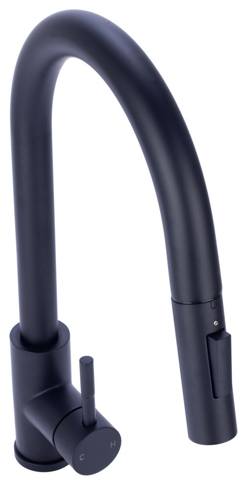 Single Handle Pull Down Sprayer Kitchen Faucet in Matte Black