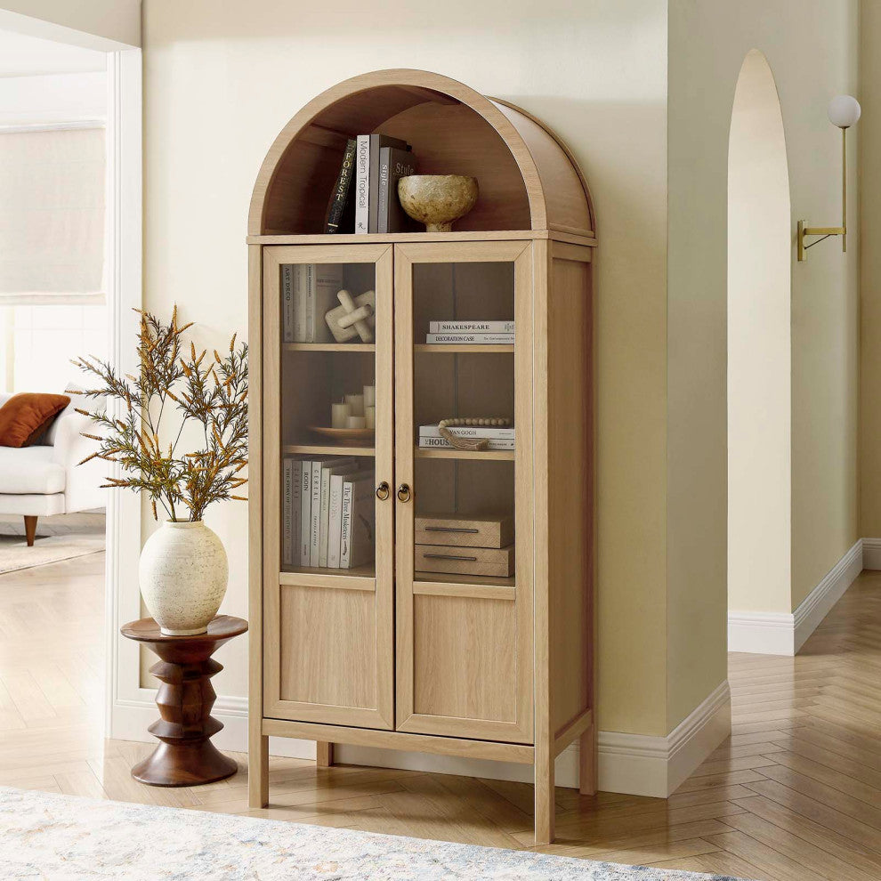 Tessa Tall Storage Display Cabinet - Oak