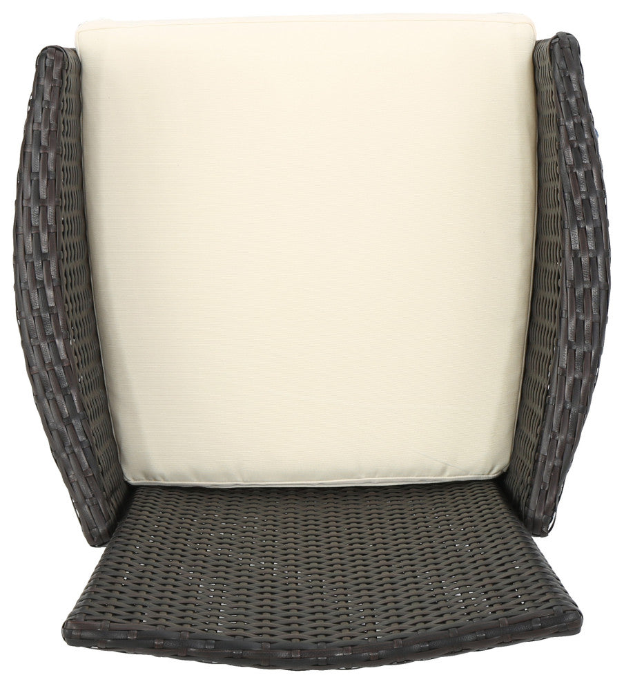 GDF Studio 6-Piece Trellis Outdoor Wood Dining Set With Wicker Dining Chairs