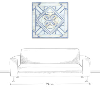 Blue and White Watercolor Tile 36x36 Canvas Wall Art