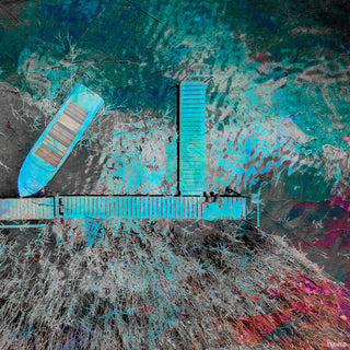 "Blue Pier" Painting Print on Wrapped Canvas, 24"x24"