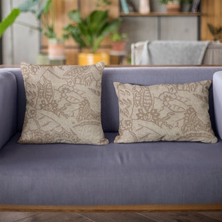 Plutus Brown Mustard Jacquard Luxury Throw Pillow, 18"x18"