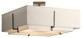 Exos Square Large Double Shade Semi-Flush, Natural Anna/Flax, Dark Smoke