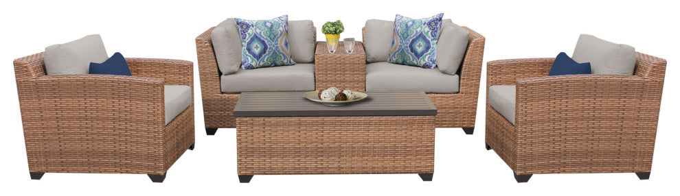 Laguna 6 Piece Outdoor Wicker Patio Furniture Set 06d