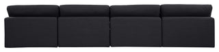 Comfy Upholstered Modular Sofa, Black, 4-Piece: 4 Armless Chair, Linen Textured Fabric