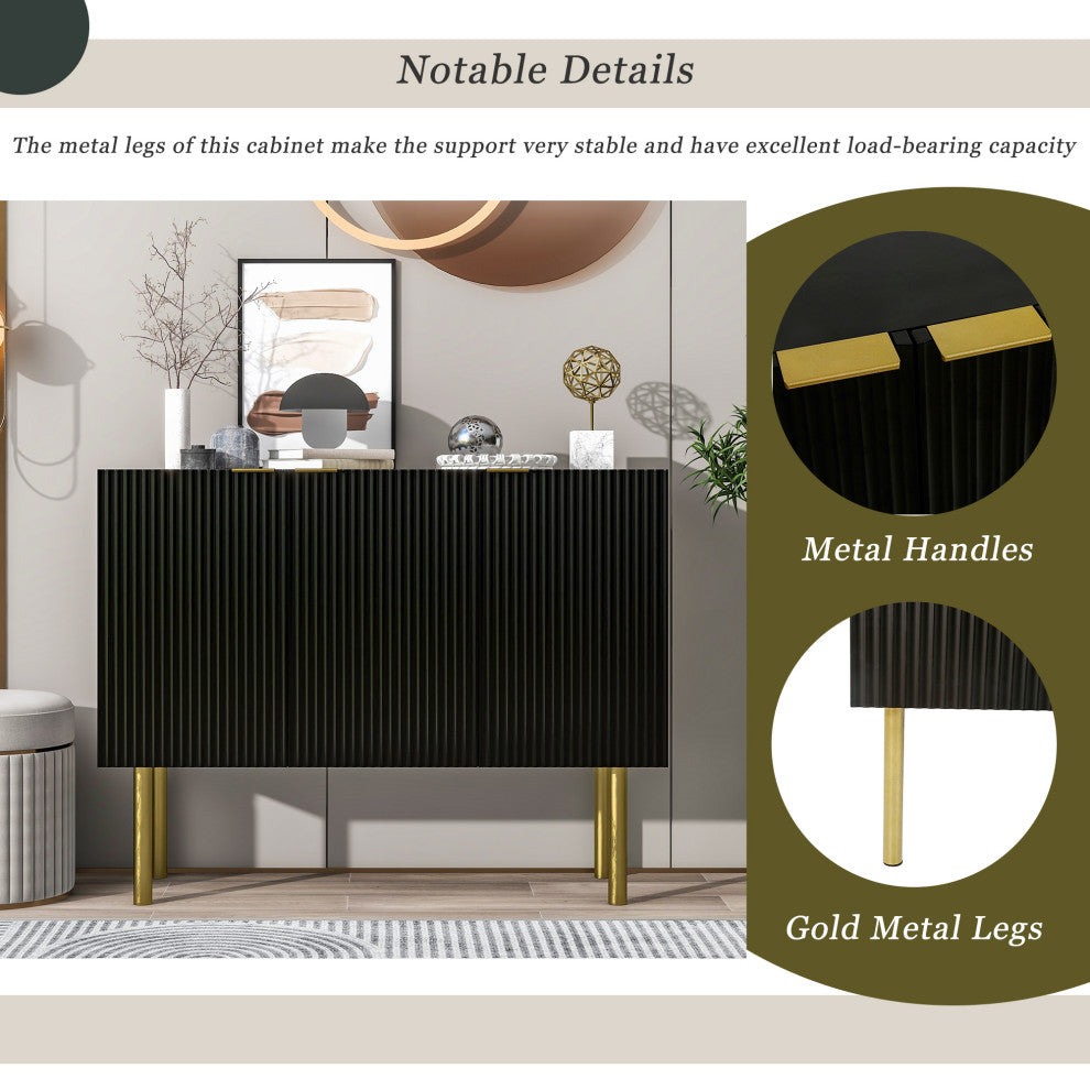 TATEUS 47" Modern dining Buffets sideboard Kitchen Cabinet, Black