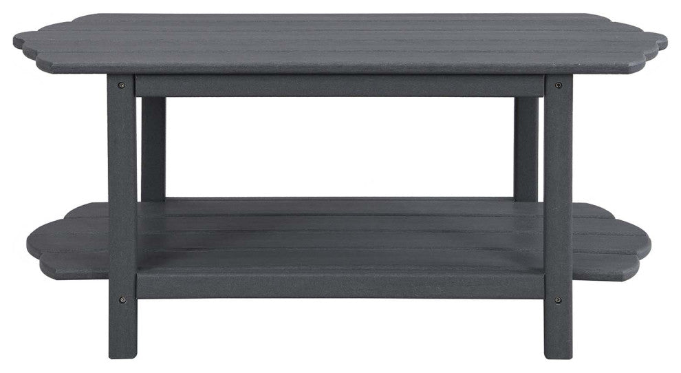 2 Tier Patio Table, Adirondack Outdoor Coffee Table for Backyard Pool, Gray