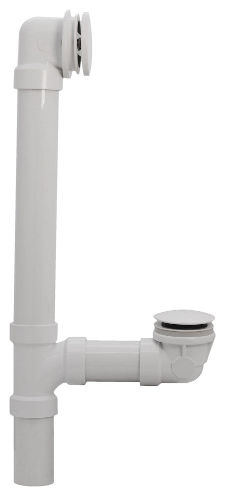Illusionary Overflow 12" & 4" Sch. 40 PVC Bath Waste and Overflow Tip-Toe, White