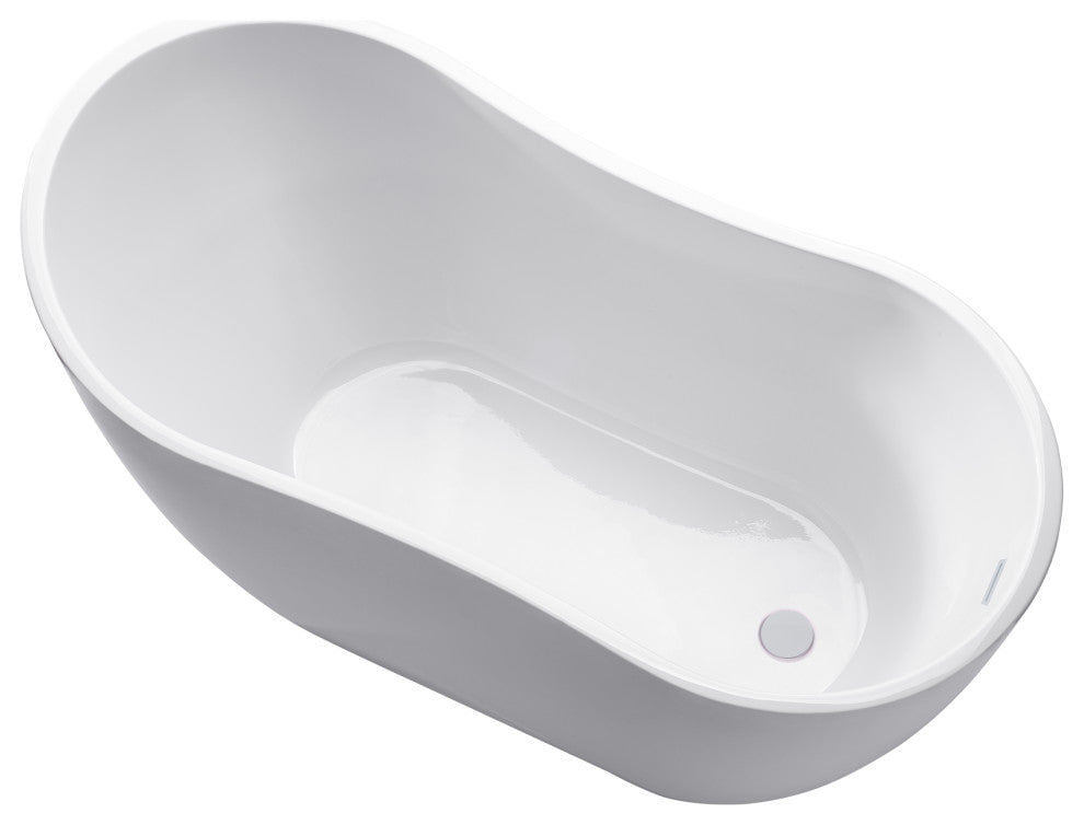 54" Freestanding Acrylic Soaking Bathtub, Pure White