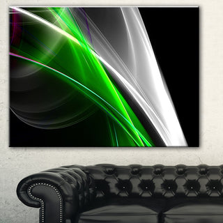 "Fractal Lines Green White" Abstract Digital Art Canvas Print